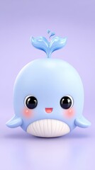 Obraz premium Adorable Cartoon Whale 3D Render Light Blue and Purple