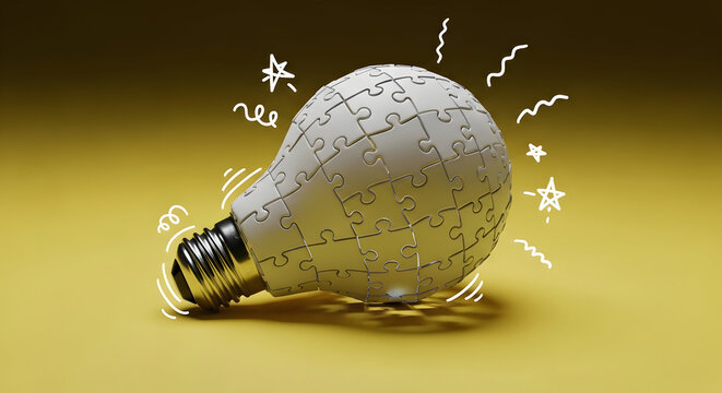 Innovative puzzle lightbulb sparks bright new ideas and creative solutions