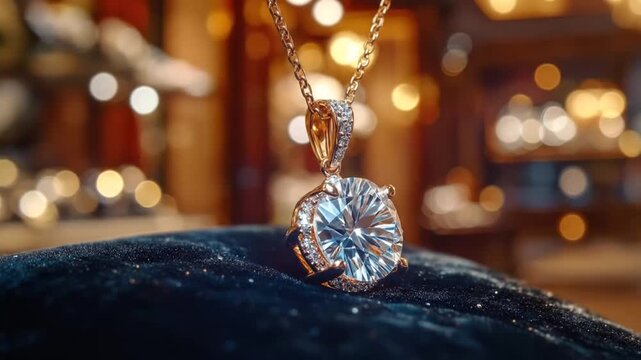 Sparkling Diamond Pendant: Gold Chain Jewelry Close-Up