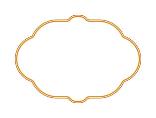 Fototapeta premium Gold ornamental 3d frame. Abstract Indian window, Arabic border, Islamic decorative element, morocco shapes. Vector illustration for invitation, greeting card, decorative design