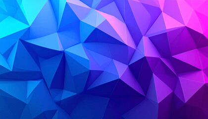 Fototapeta premium Low poly abstract background with sharp polygonal shapes, geometric modern design in blue and purple tones. No people.