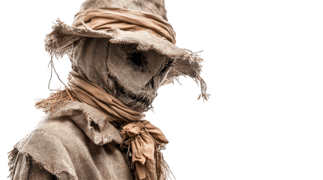 Creepy Scarecrow Portrait isolated on transparent background