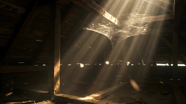 Sunlight beams through attic window