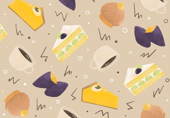 Naklejka premium 秋のスイーツのパターン