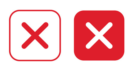 Cross icon set, minimal flat X mark, cancel close delete wrong symbol collection