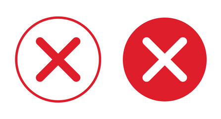 Obraz premium Cross icon set with circle background, cancel close button, wrong delete sign collection