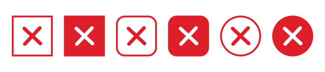 Obraz premium Cross icon set, solid X mark, cancel and delete symbols, wrong error sign collection