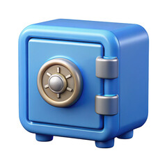 3d realistic blue metal security safe with combination lock icon isolated on transparent background