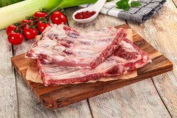 Raw pork ribs for cooking
