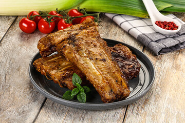 Tasty roasted pork ribs with spices