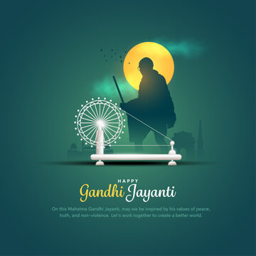 creative vector background design for gandhi ji jayanti on 2nd October.