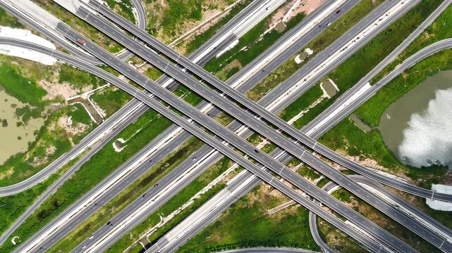 Aerial view bridge intersection between the highway numbers 290 and 304 Nakhon Ratchasima