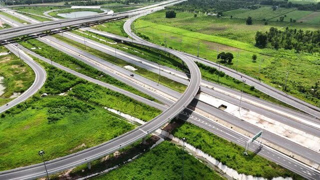 Aerial view bridge intersection between the highway numbers 290 and 304 Nakhon Ratchasima