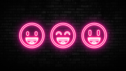 Animated Neon Emoji collection with Purple Glow and Vibrant Light Effects, abstract a neon love emoji icon, neon Colorful emojis collection, outline emojis collection