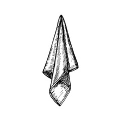 Sketch illustration of a towel. Drawing in an engraving style. Hand-drawn vector line art clipart, isolated