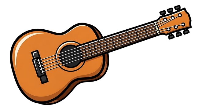 Cartoon Illustration of an Acoustic Guitar.