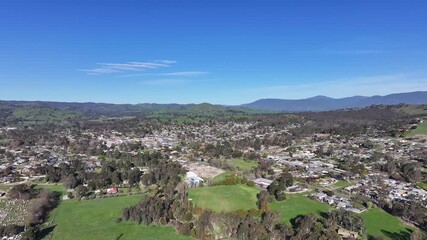 Aerial footage of Alexandra Victoria Australia and surrounds