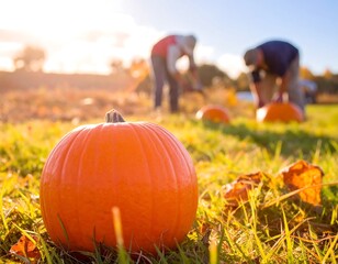 Pumpkin field harvest scene