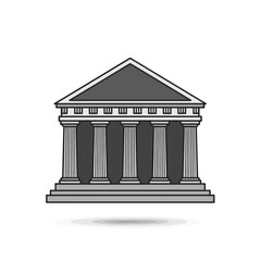 Obraz premium Flat vector icon of a classical building with pillars and triangular roof, symbol of architecture, isolated on white background