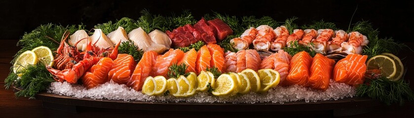 Fresh Assorted Sushi Platter with Lemon Garnish