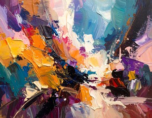 Abstract painting with vibrant colors and thick brushstrokes (1)