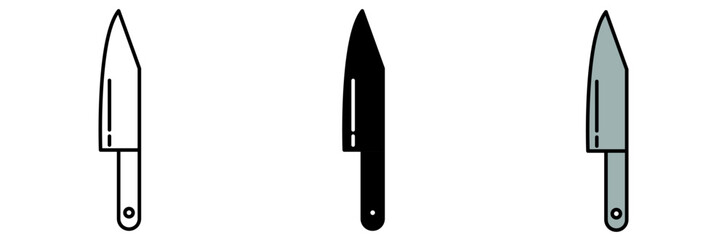 Three stylish illustration of chef knives, perfect for culinary projects or food-related designs. Each knife presents unique look