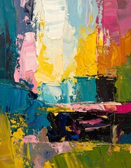 Fototapeta premium Abstract painting with vibrant colors and thick brushstrokes