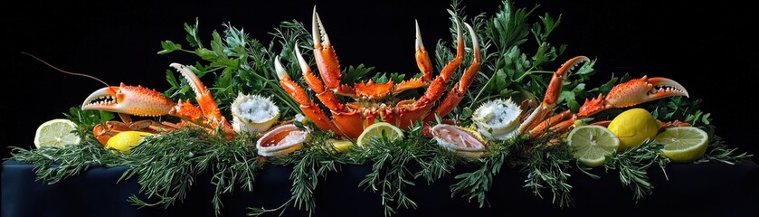 Fresh Crab and Seafood Platter with Citrus Garnish