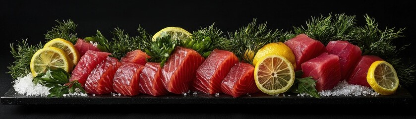 Fresh salmon fillets with lemon and herbs