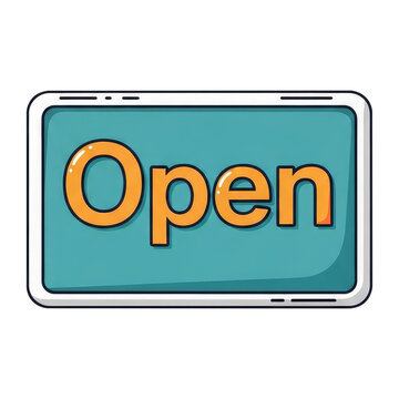Vibrant Open Lettering for Shops Isolated on Transparent PNG Background.