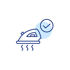 Fototapeta premium Iron and checkmark. Certified home appliances. Pixel perfect, editable stroke vector icon