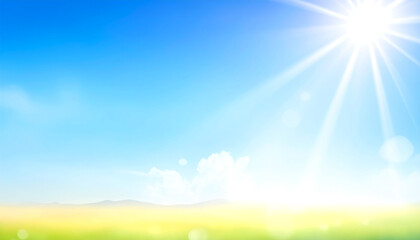 Obraz premium Bright fresh spring sky, vivid blue tones with gentle blurred sunlight, warm radiant