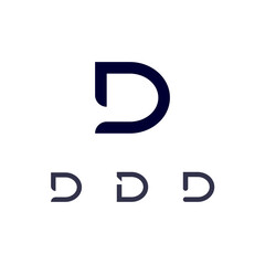 Technical logo Letter D, digital cyber space alphabet font, set of three different of the made stencil style