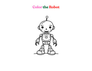 Cartoon robot illustration for kids’ coloring book