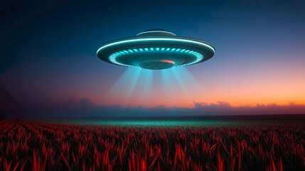 futuristic UFO hovering silently