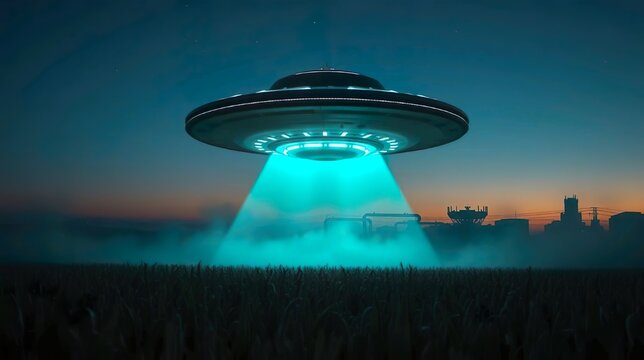 futuristic UFO hovering silently
