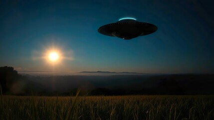 futuristic UFO hovering silently