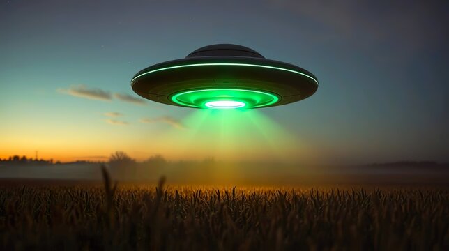 futuristic UFO hovering silently