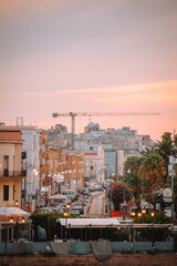 Urban sunset view of Taranto Vecchia
