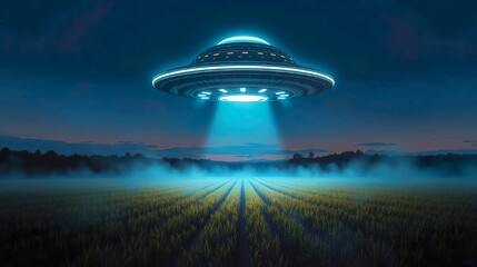 futuristic UFO hovering silently