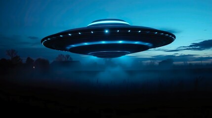 Obraz premium futuristic UFO hovering silently