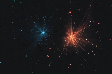 Abstract Cosmic Burst: Dual Nebulae, Teal and Orange, Dark Background, Energetic, Futuristic