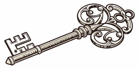 Vintage filigree medieval key concept
