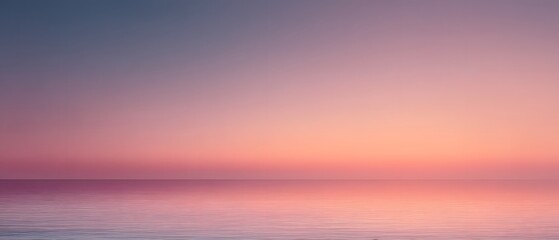 Fototapeta premium surreal flat ocean horizon glowing in soft pink twilight