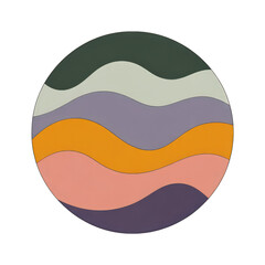 Abstract waves in a circle calming color scheme on transparent background