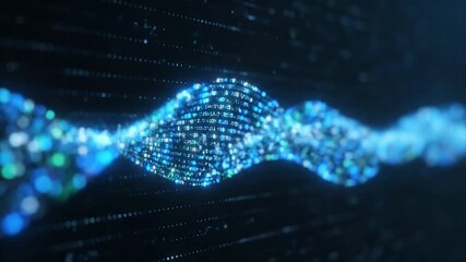 Digital dna helix structure futuristic technology glowing blue visual effect video - Powered by Adobe