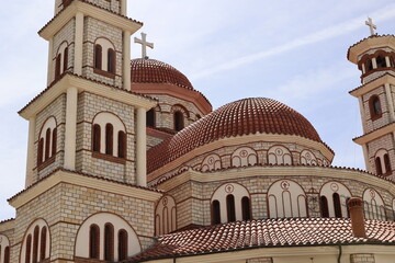 View of the Resurrection Cathedral in the Albanian city of Korca  