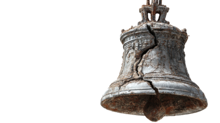 Cracked Liberty Bell Detail isolated on transparent background