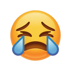 Crying face emoji expressing sadness and despair on transparent background
