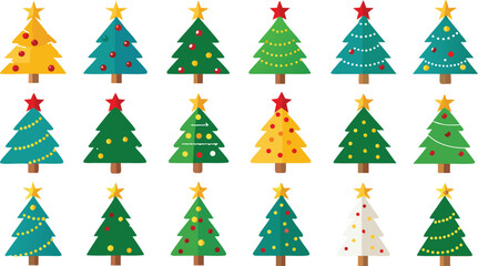 Bundle of Christmas Tree. Christmas tree vector isolated on transparent background